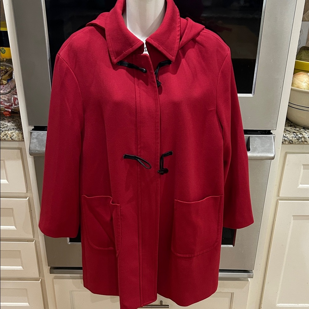 Focus 2000 Red Hooded Trench Coat